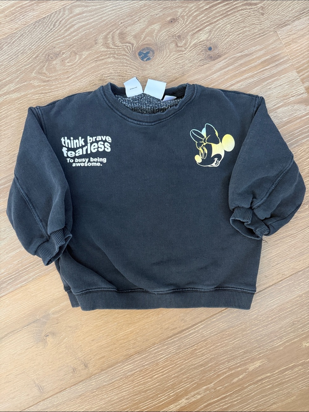 Zara Kids Black Minnie Mouse Sweatshirt - Think Brave Fearless